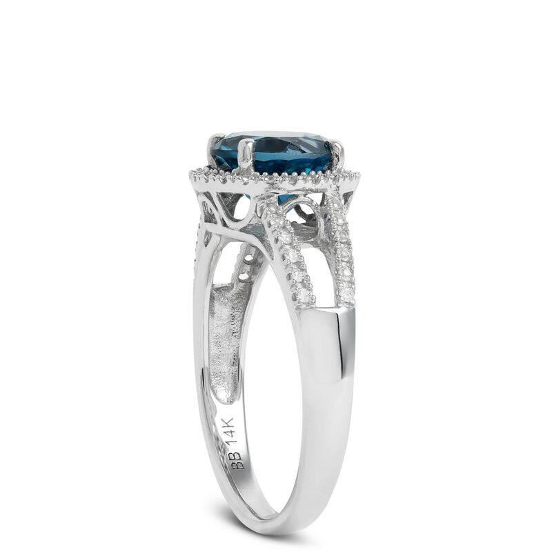 Blue Topaz & White Sapphire Ring, 14K White Gold image number 1