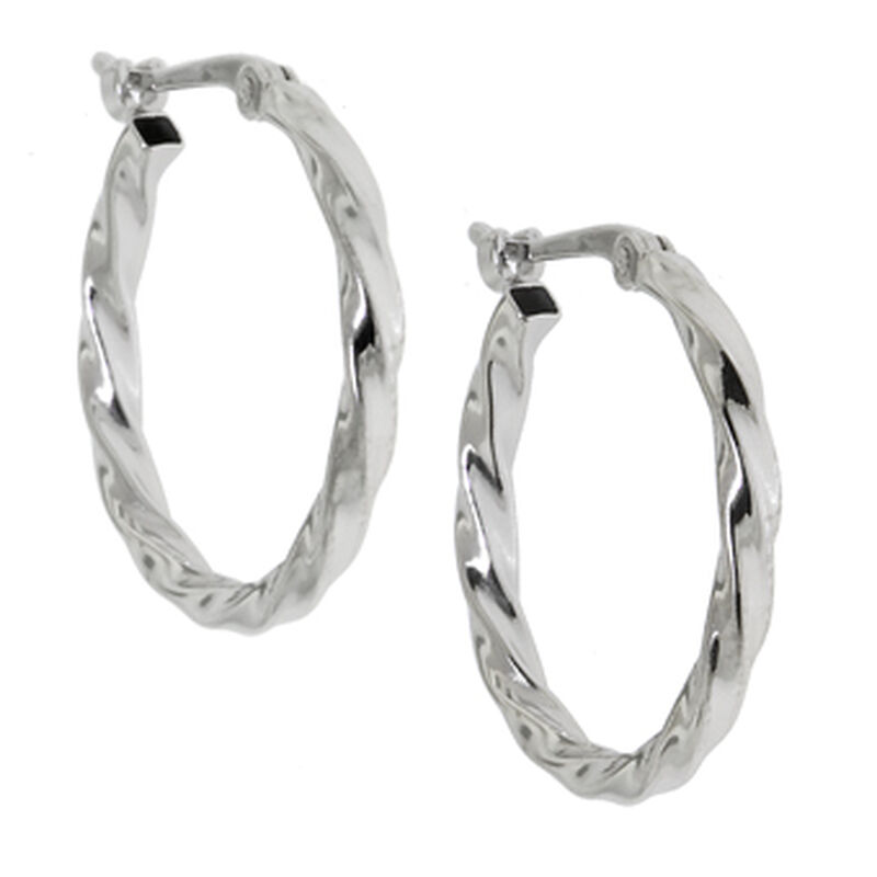 Twisted Hoop Earrings, 14K White Gold image number 0