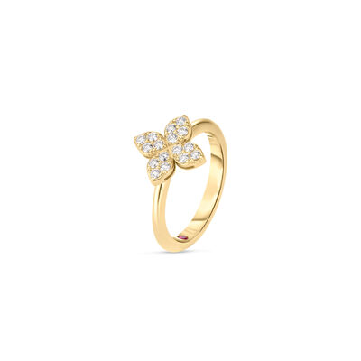 Roberto Coin 18k Yellow Gold Love In Verona Medium Pav&eacute; Diamond Flower Ring
