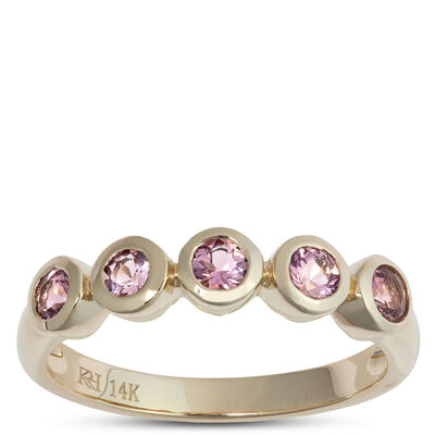 Five-Stone Pink Tourmaline Ring, 14k Yellow Gold