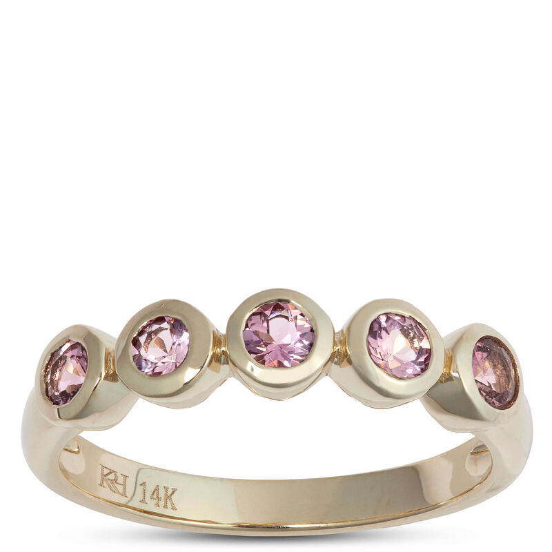 Five-Stone Pink Tourmaline Ring, 14k Yellow Gold image number 1