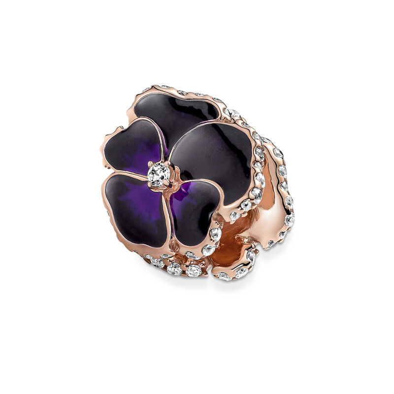 Pandora Deep Purple Pansy Flower Enamel & CZ Charm image number 4