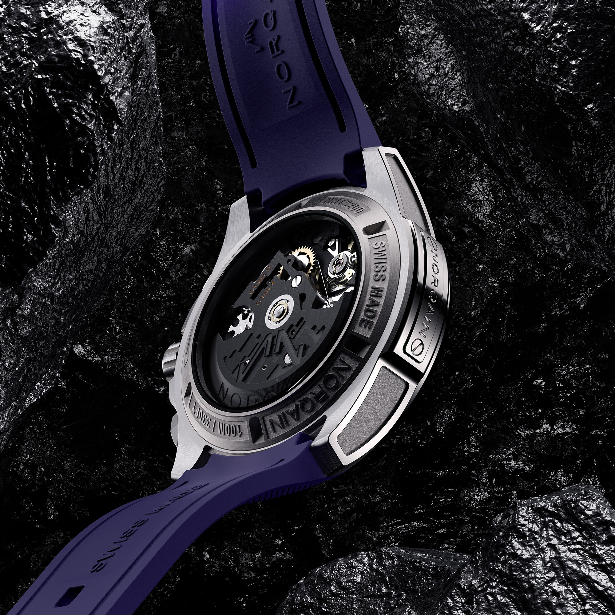 NORQAIN Independence Skeleton Chrono Purple Dial Watch, 42mm