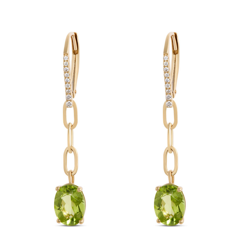 Peridot Dangle Earrings, 14K Yellow Gold image number 0