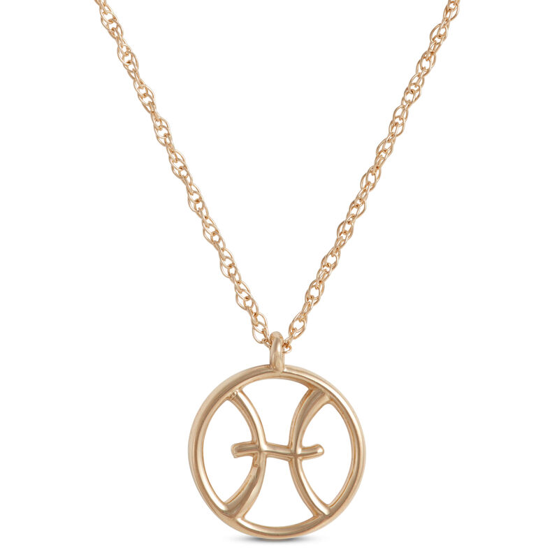 Pisces Zodiac Sign Pendant Necklace, 14K Yellow Gold image number 0