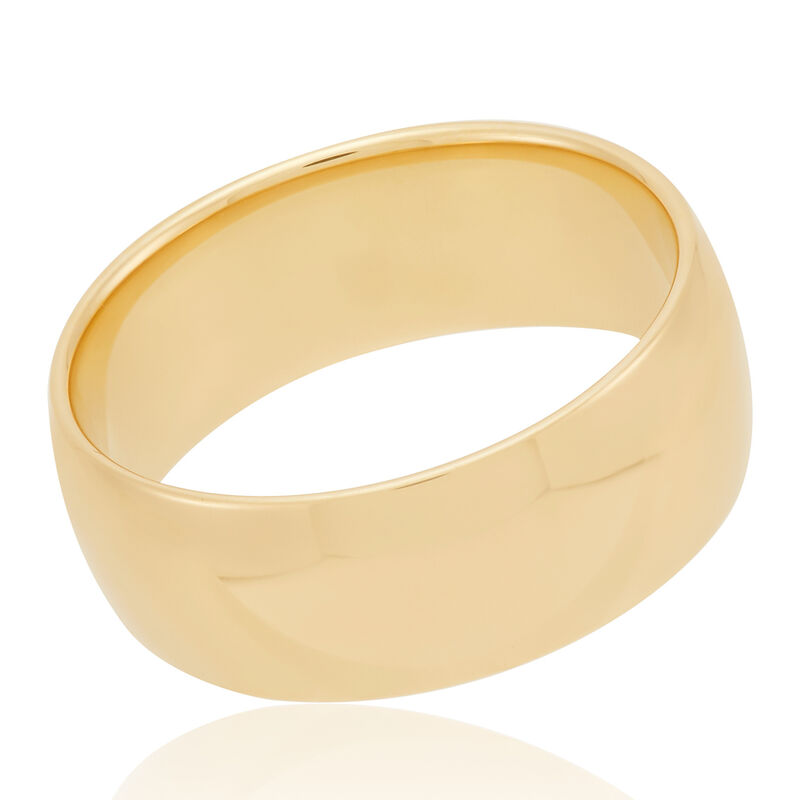 Yellow Gold Polished Rounded Comfort Fit 8mm Band 14K image number 0