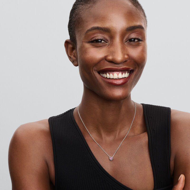 Pandora Pink Elevated Heart Necklace image number 3