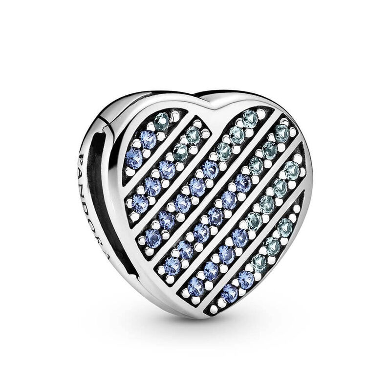 Pandora Reflexions Blue Pavé Crystal Heart Clip Charm image number 0
