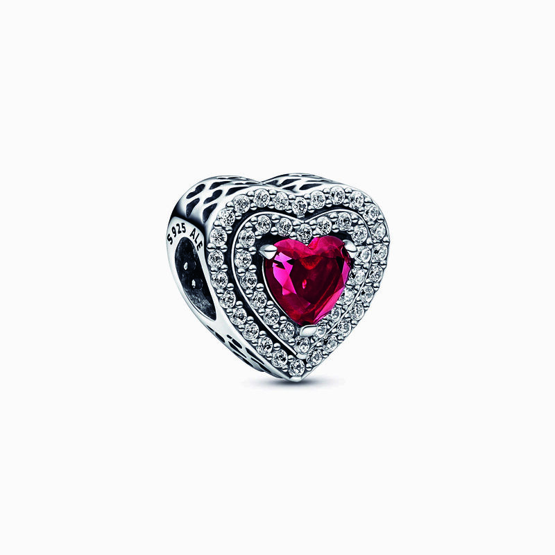 Pandora Sparkling Red Levelled Heart Charm image number 1