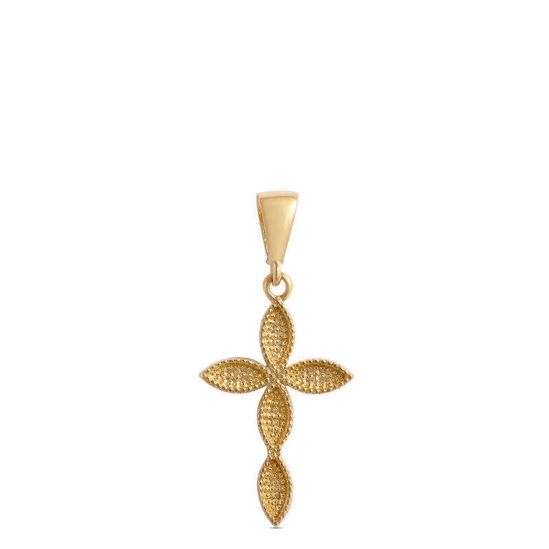 Marquise Shaped Cross Pendant, 14K Yellow Gold image number 1