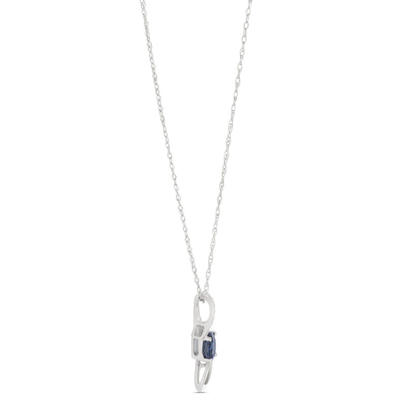 Oval Sapphire and Diamond Pendant Necklace, 14K White Gold image number 2