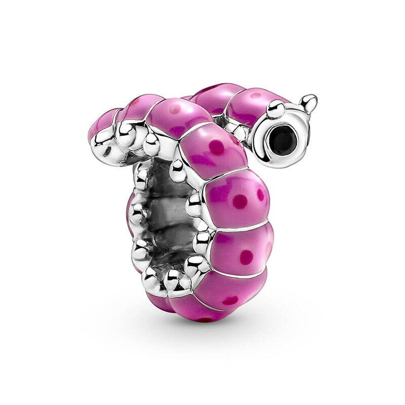 Pandora Cute Curled Caterpillar Pink Enamel Charm image number 1
