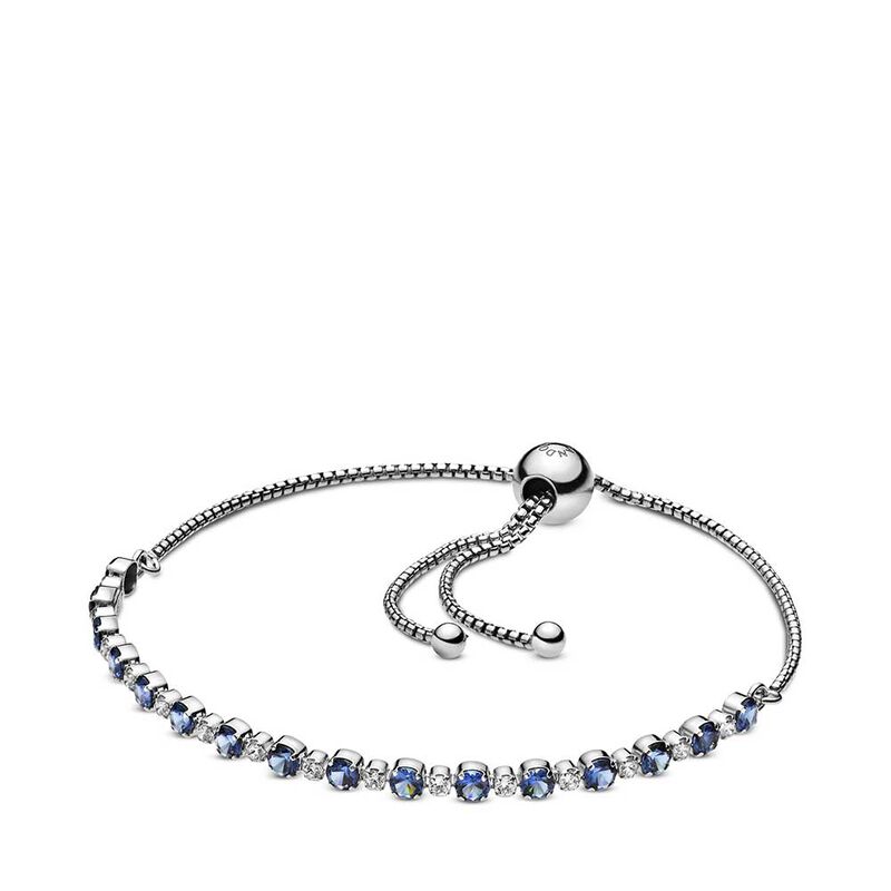 Blue & Clear Sparkle Crystal & CZ Slider Bracelet image number 0