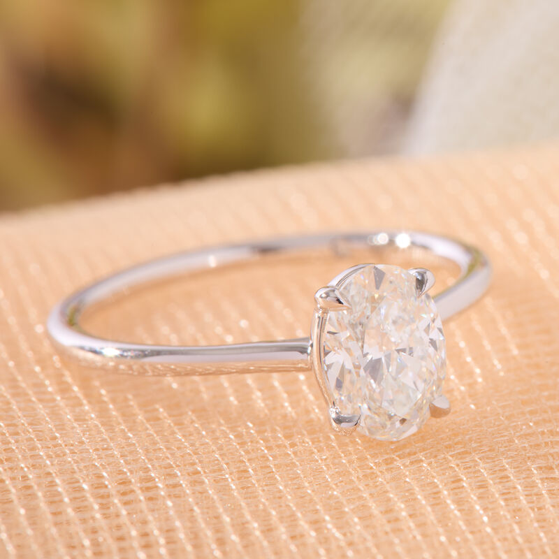 Bella Ponte Oval Solitaire Diamond Engagement Ring, 14K White Gold image number 2