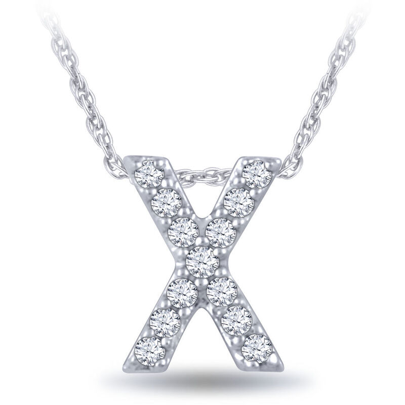 Diamond Initial Pendant 14K Letter 'X' image number 1