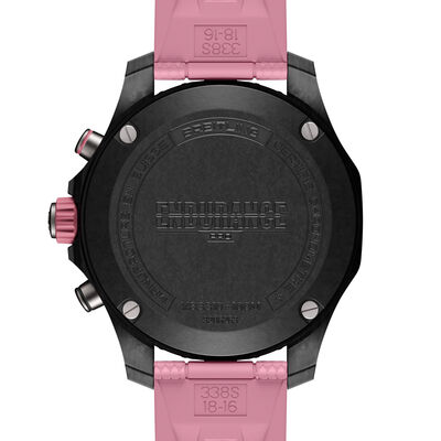 Breitling Endurance Pro Diver Black Dial Pink Rubber Strap Watch, 38mm