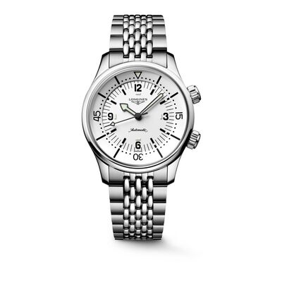 Longines Legend Diver White Dial Watch, 39mm