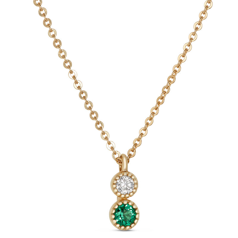 Emerald and Diamond pendant, 14K Yellow Gold image number 0