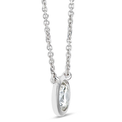 Classic Round Diamond Bezel Pendant, &frac12; Carat Total Weight, 18K White Gold