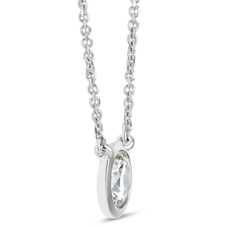 Bezel-Set Solitaire Diamond Necklace, 18K White Gold image number 1