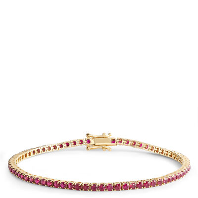 Classic Ruby Tennis Bracelet, 14K Yellow Gold