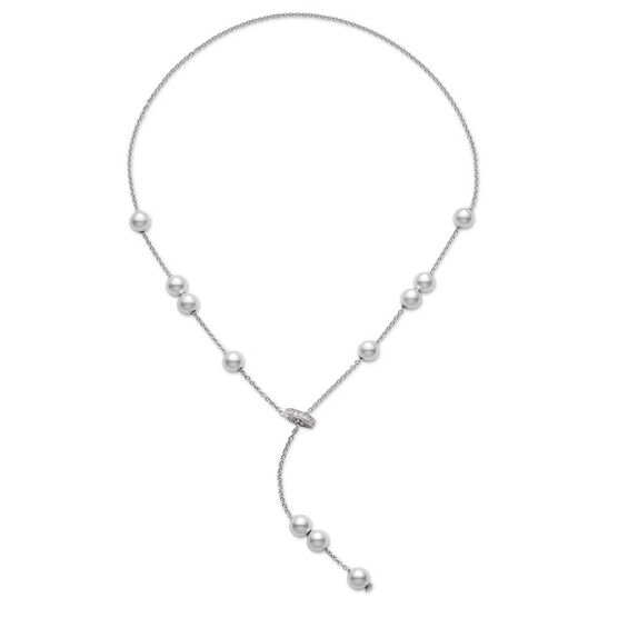 Mikimoto Pearls in Motion Akoya Cultured Pearl & Diamond Necklace 18K