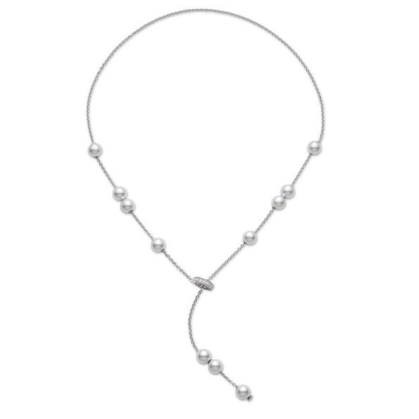 Mikimoto Pearls in Motion Akoya Cultured Pearl & Diamond Necklace 18K