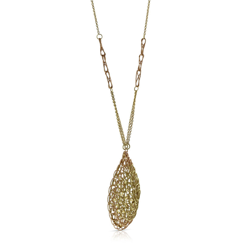 Toscano Two-Tone Woven Pear Necklace 14K image number 2