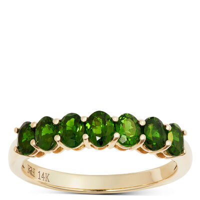 7 Oval Chrome Diopside Ring, 14K Yellow Gold