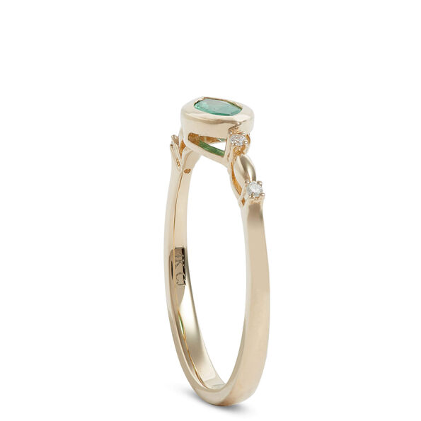 Marquise Cut Emerald Ring, 14K Yellow Gold