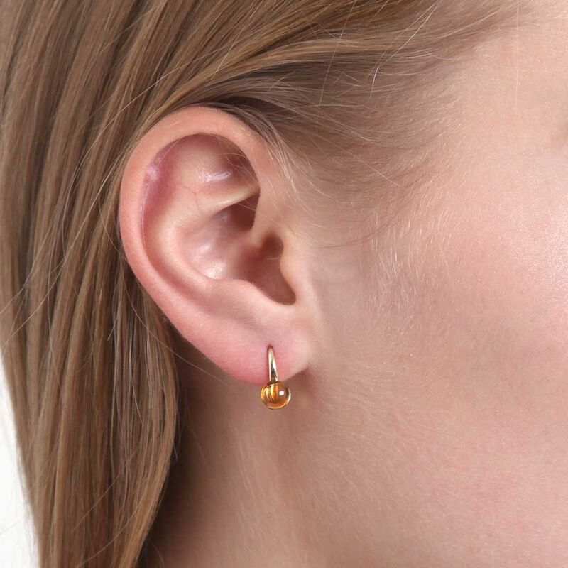 Cabochon Citrine Earrings 14K image number 1
