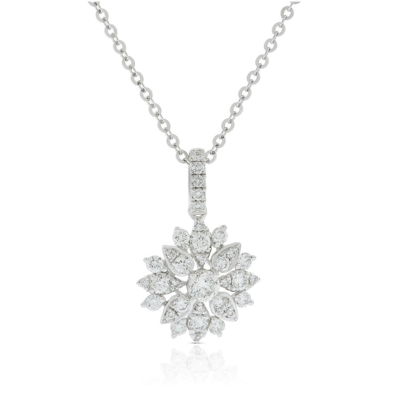 Diamond Floral Burst Necklace 14K image number 1