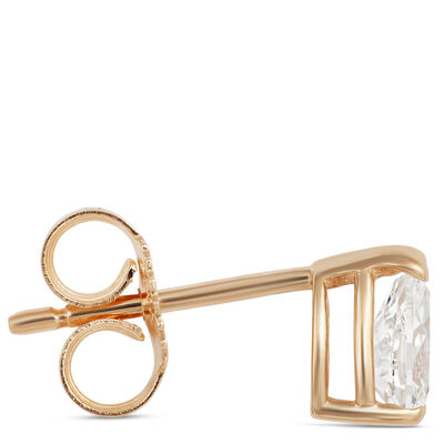 Pear Shape Diamond Stud Earrings, 14K Yellow Gold