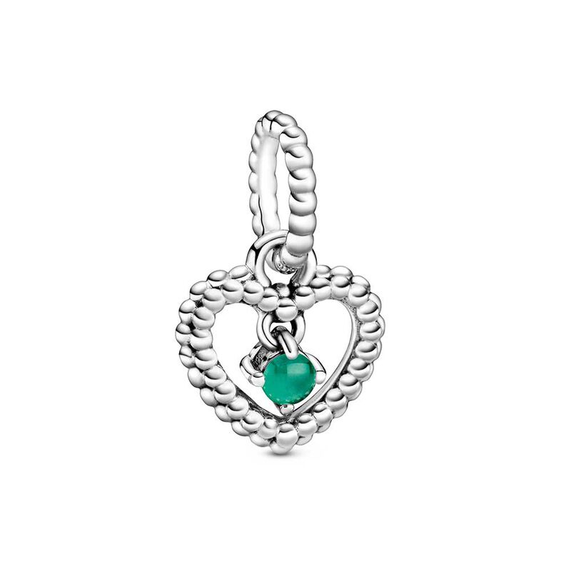 Pandora Rainforest Green Crystal Beaded Heart Dangle Charm image number 1