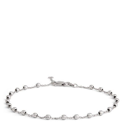 Beaded Station Bracelet, 14K White Gold