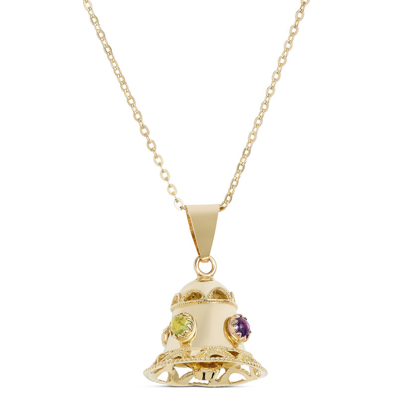 Bell-Shaped Gemstone Pendant, 14K Yellow Gold image number 0