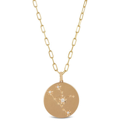 Ikuma Canadian Diamond Taurus Zodiac Necklace, 14K Yellow Gold