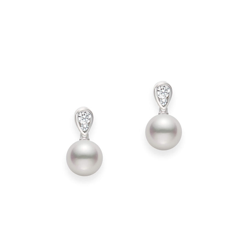 Mikimoto Morning Dew Diamond and Akoya Cultured Pearl Earrings, 18K White Gold image number 0