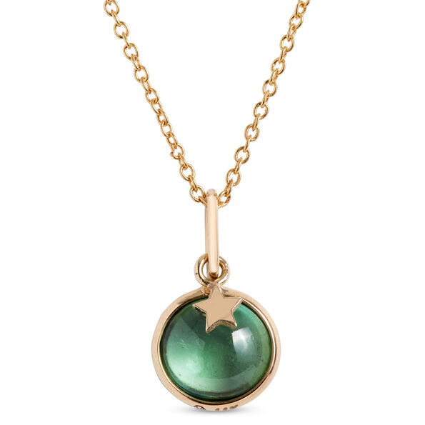 Lisa Bridge Round Green Tourmaline Pendant Necklace with Star Overlay, 14k Yellow Gold