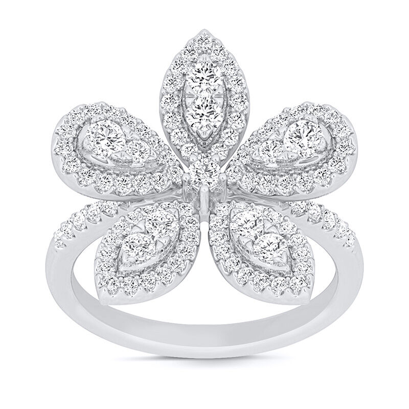 Diamond Flower Band, 14K White Gold image number 0