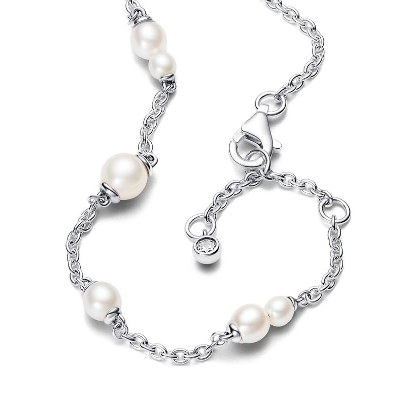 Pandora Treated Freshwater Cultured Pearl Station Chain Bracelet image number 1