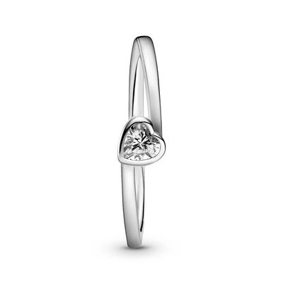 Pandora Clear Tilted Heart Solitaire CZ Ring