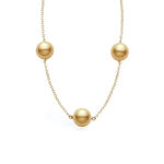 Mikimoto Golden South Sea Cultured Pearl Station Necklace 18K