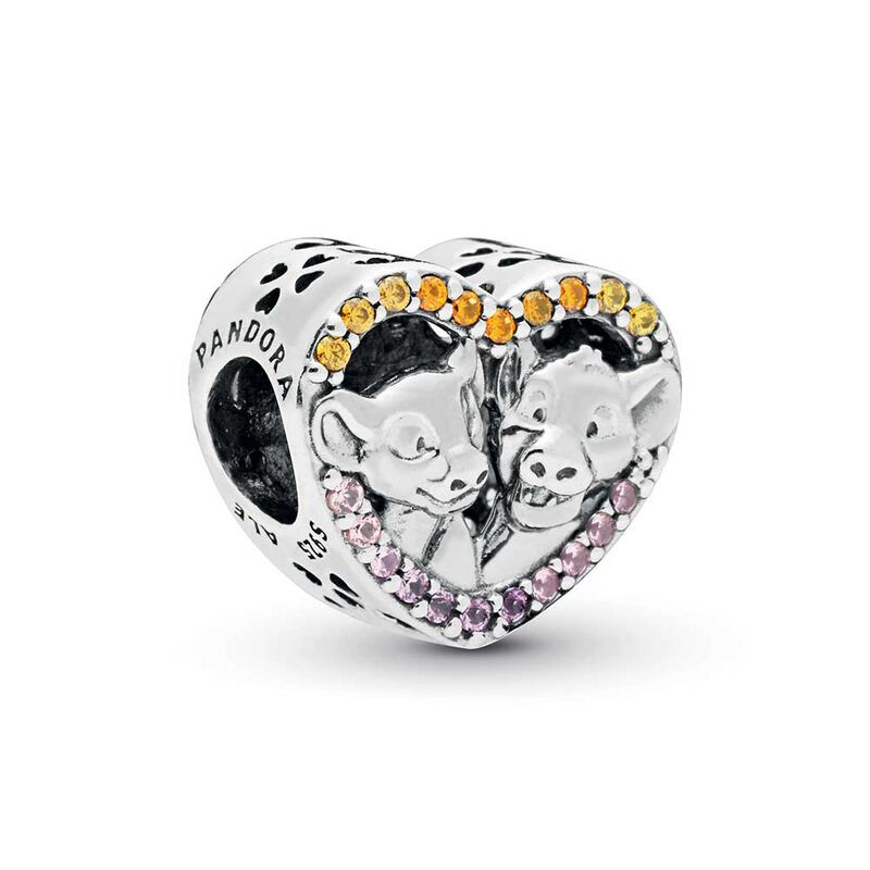 Pandora Disney, Sparkling Simba & Nala Heart Crystal & CZ Charm image number 0