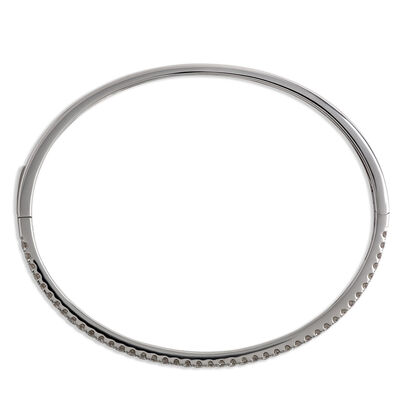 Classic Two Row Diamond Bangle, 2 Carat Total Weight, 18K White Gold