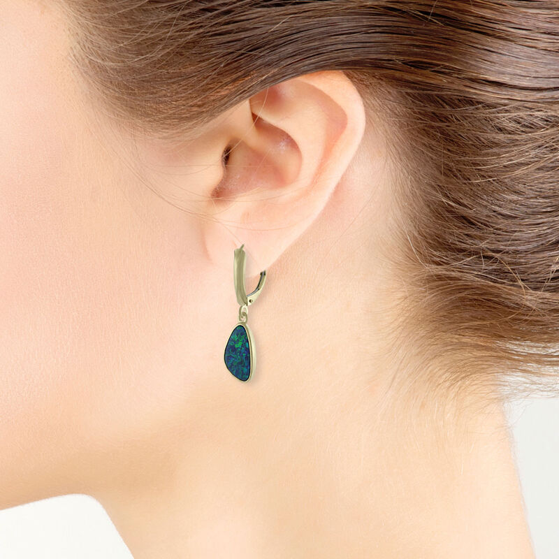 Opal Doublet Dangle Earrings 14K image number 1