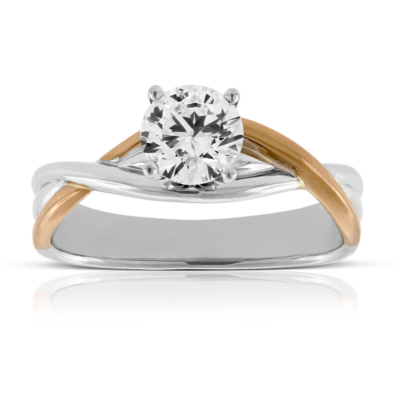 Rose & White Gold Twist Engagement Ring 14K image number 0