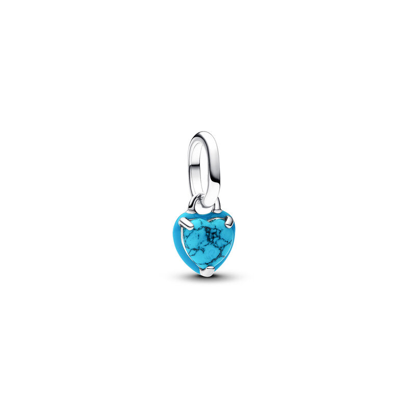 Pandora Turquoise-coloured Heart Mini Dangle Charm image number 0