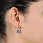 Sapphire & Diamond Flower Earrings 14K