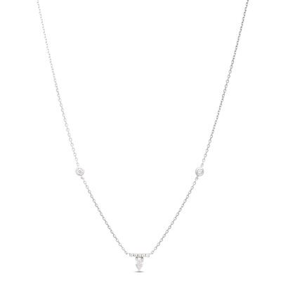 Diamond Station Necklace 14K White Gold